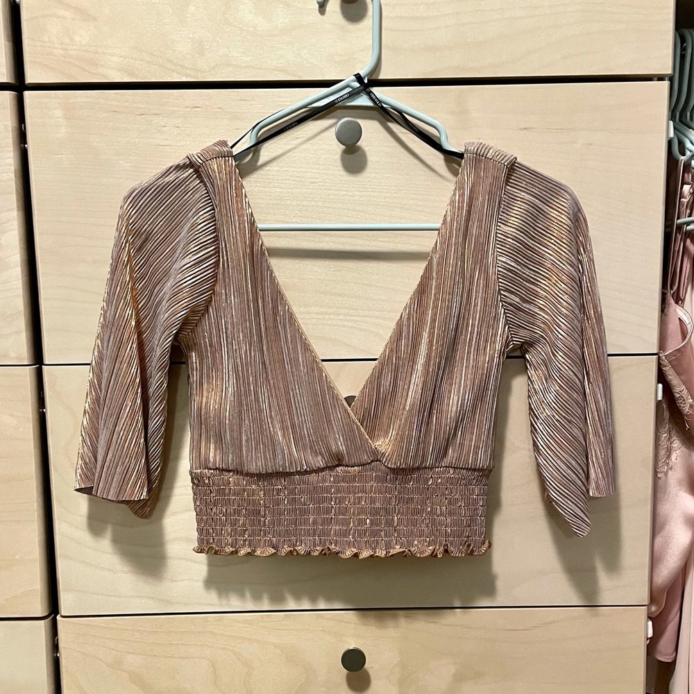 Mauve Metallic Crop Top